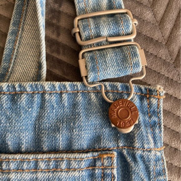 Madewell Women Blue Cotton Adirondak Frayed Hem Shorts Denim Overalls Size L EUC - Picture 8 of 12